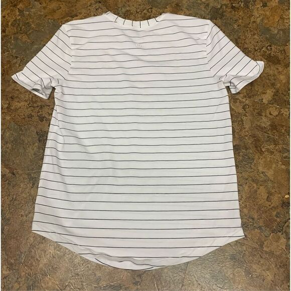 29 LULULEMON LOVE CREW SHORT SLEEVE WHITE STRIPED T SHIRT TOP SZ SMALL - Picture 1 of 4